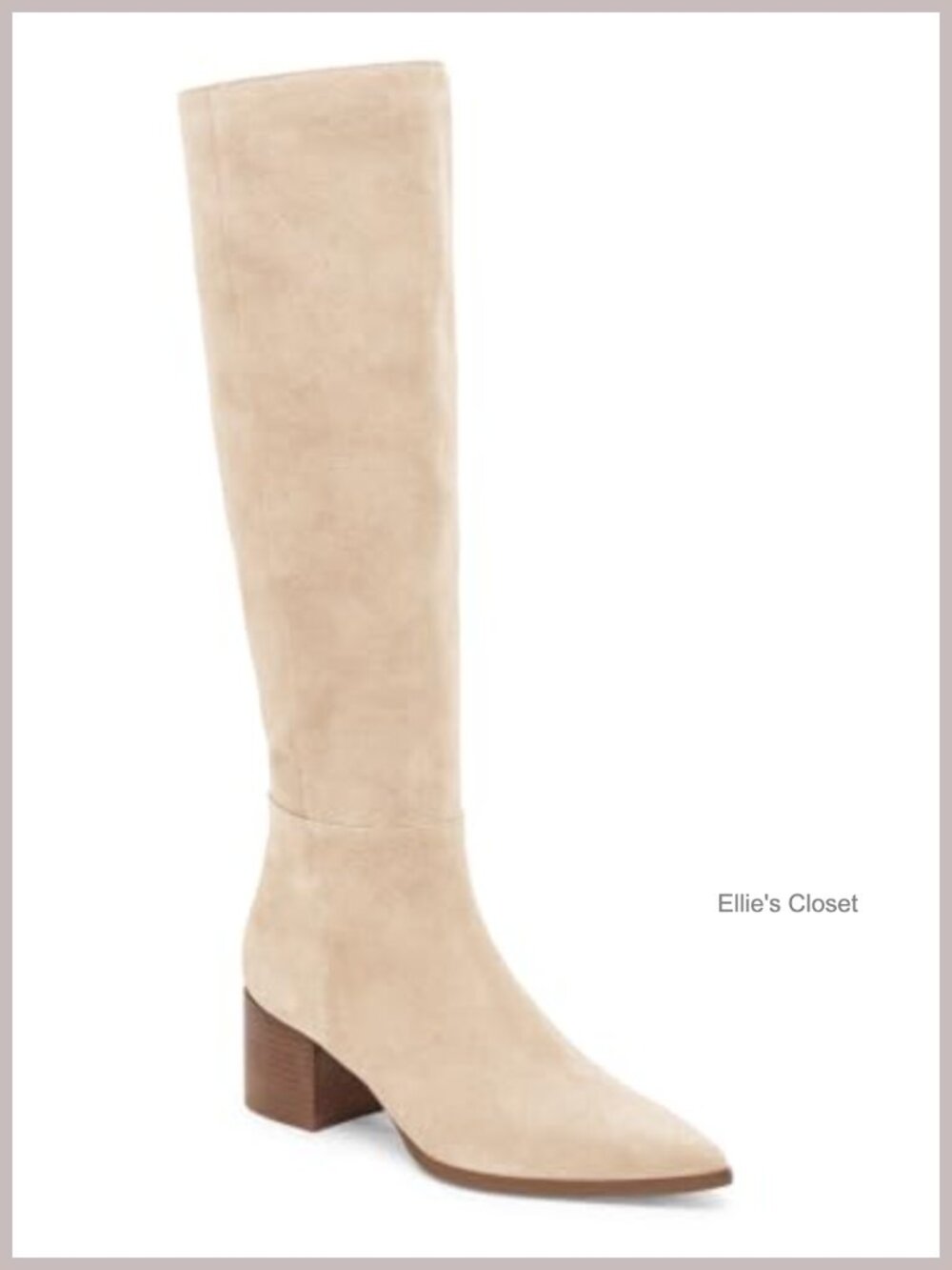 Womens Wide Calf Knee High Boots Chunky Heel Side Zipper Tall Faux Suede